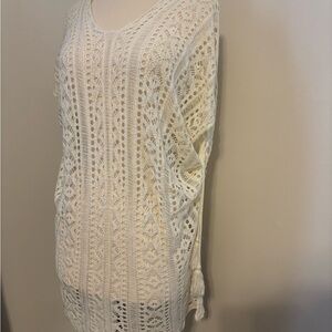 Cream Crochet Knit Beach Cover Up